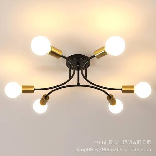 北欧吸顶灯现代简约客厅卧室灯餐厅创意铁艺枝形吊灯工业风灯具