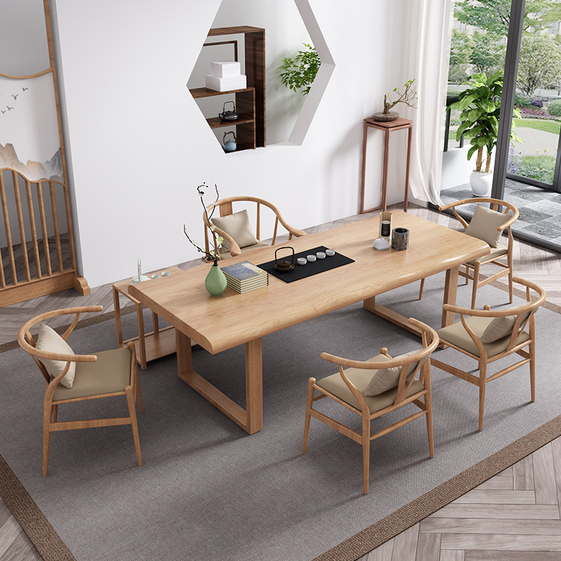 新中式实木茶桌椅组合简约现代茶台家用茶几办公室喝茶功夫泡茶桌