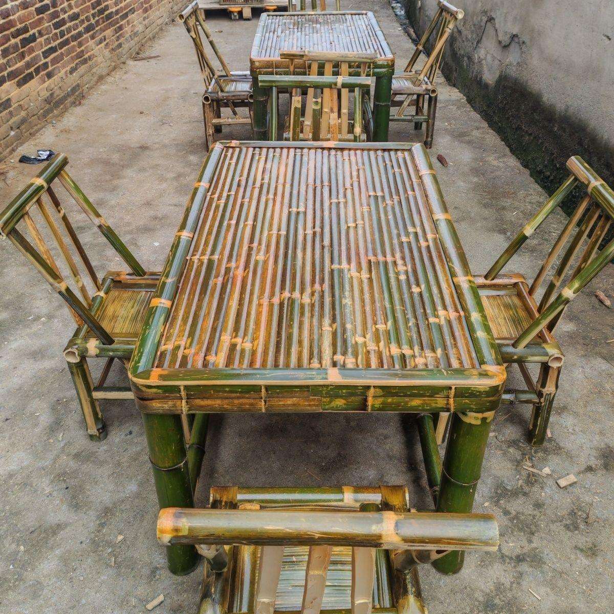 纯手工桌子桌椅茶桌餐桌茶几办公家用户外庭院火锅竹子桌椅全套