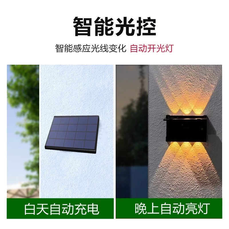 太阳能户外壁灯防水洗墙灯庭院灯围墙灯民宿室外别墅花园装饰射灯