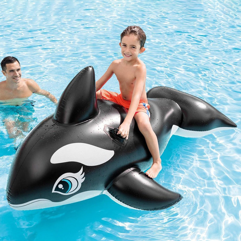 INTEX58561黑鲸鱼座骑 儿童水上充气戏水玩具 游泳泳具排浮床靠椅