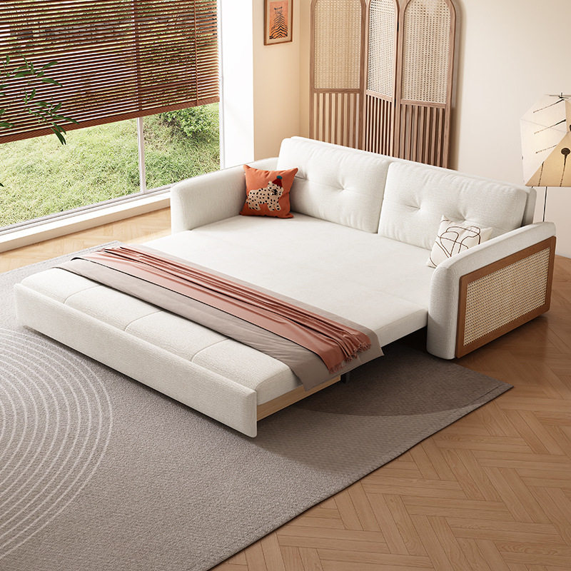 新中式实木沙发床两用伸缩小户型实木储物箱多功能折叠家用沙发床