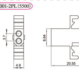 红星接插件HX37001 5500-2PL 3P 4P 6P 9P 12PL 带翅 连接器3.7mm