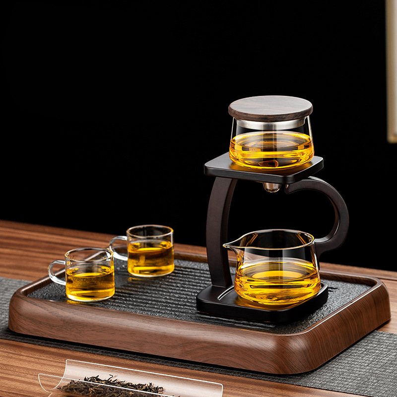 木架无争玻璃自动泡茶具套装家用客厅办公室会客轻奢中式茶具套装