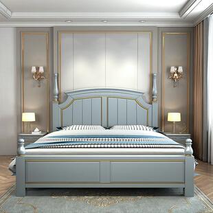 实木床现代简约美式单人1.5床家用家具双人1.8米储物卧室公主床