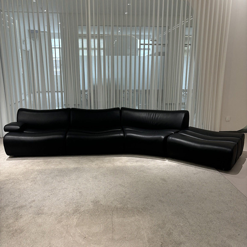 竹节真皮沙发意式极简客厅家具网红创意设计师款异形组合布艺沙发