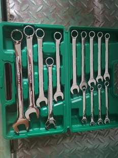 两用扳手套装 呆梅双用镜面加厚汽修机修14件套 开口梅花组套工具