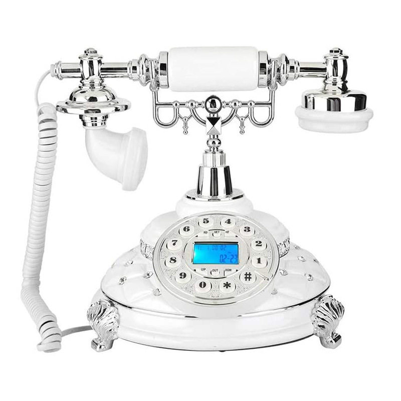 仿古电话机欧式时尚白色镶仿钻宝石电话机 创意酒店复古电话座机