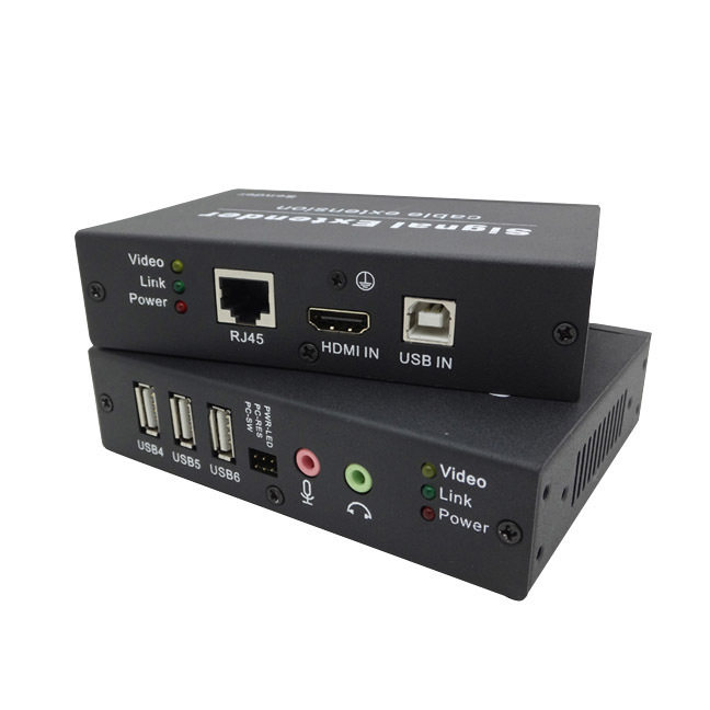 朗恒无压缩KVM网线延长器HDMI音频6个USB麦克全防雷HDB-100HU4