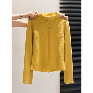 简约休闲修身 女秋冬季 显瘦百搭上衣外套 德绒开衫 半高领双拉链长袖