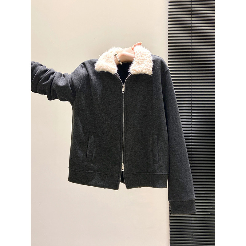 高级感毛领拼接开衫外套女冬季新款加绒双拉链宽松保暖百搭上衣,女装/女士精品,卫衣/绒衫,淘宝优惠券,粉丝福利购,淘宝优惠卷