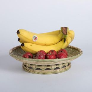 簸箕 手工竹编 圆形筲箕筛子农家馒头收纳筐家用有孔水果洗菜篮子