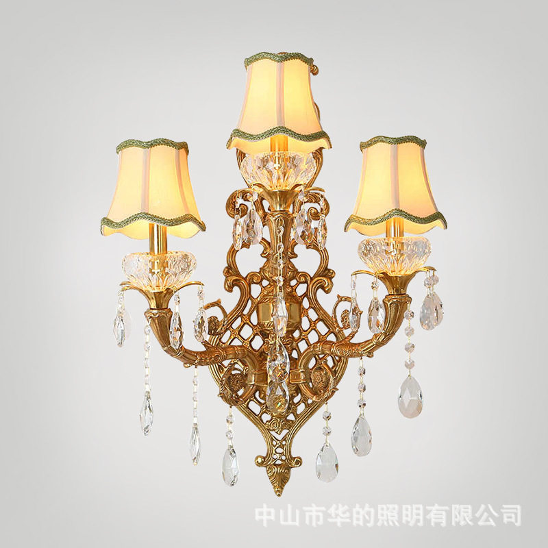 全铜水晶欧式复古奢华壁灯