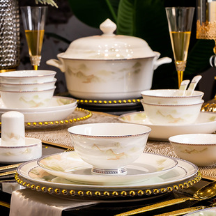 碗家用2026新款碗筷碟套装家用陶瓷高温骨瓷餐具套装碗盘乔迁新居