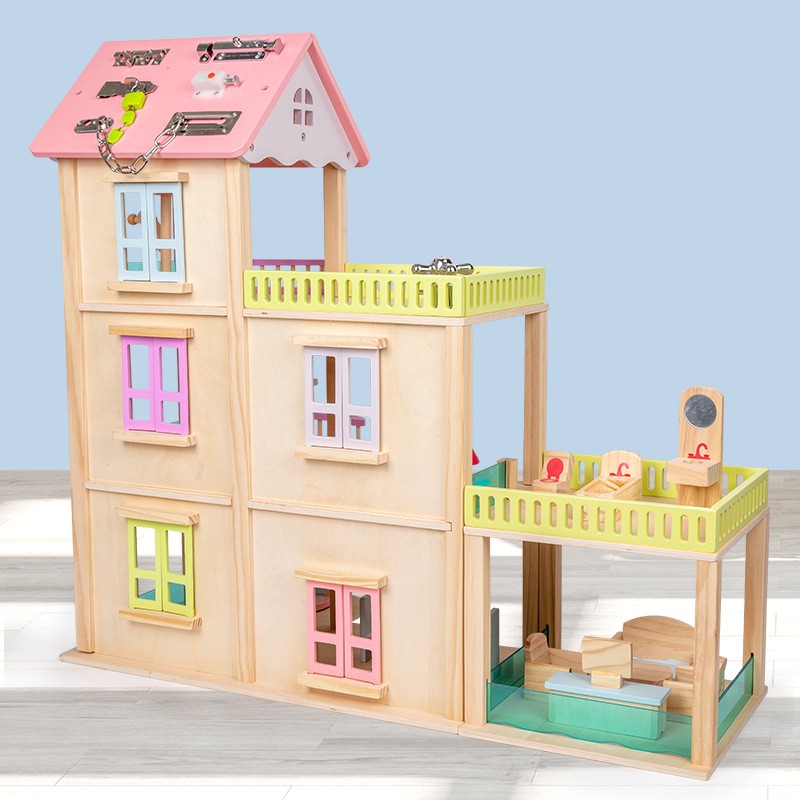 豪华电梯公主房忙碌娃娃屋儿童过家家仿真别墅套装女孩子拼装玩具
