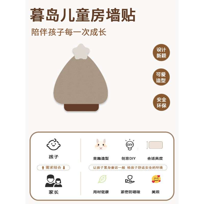 毛毡墙贴儿童房间创意装饰画小树照片墙3d立体免打孔软木板墙贴图片