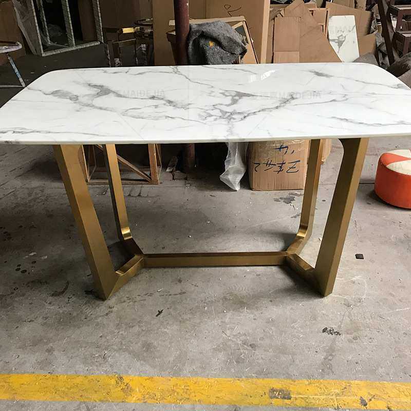 轻奢长方形餐桌白色大理石客厅吃饭桌子婚礼宴会咖啡厅酒店餐台