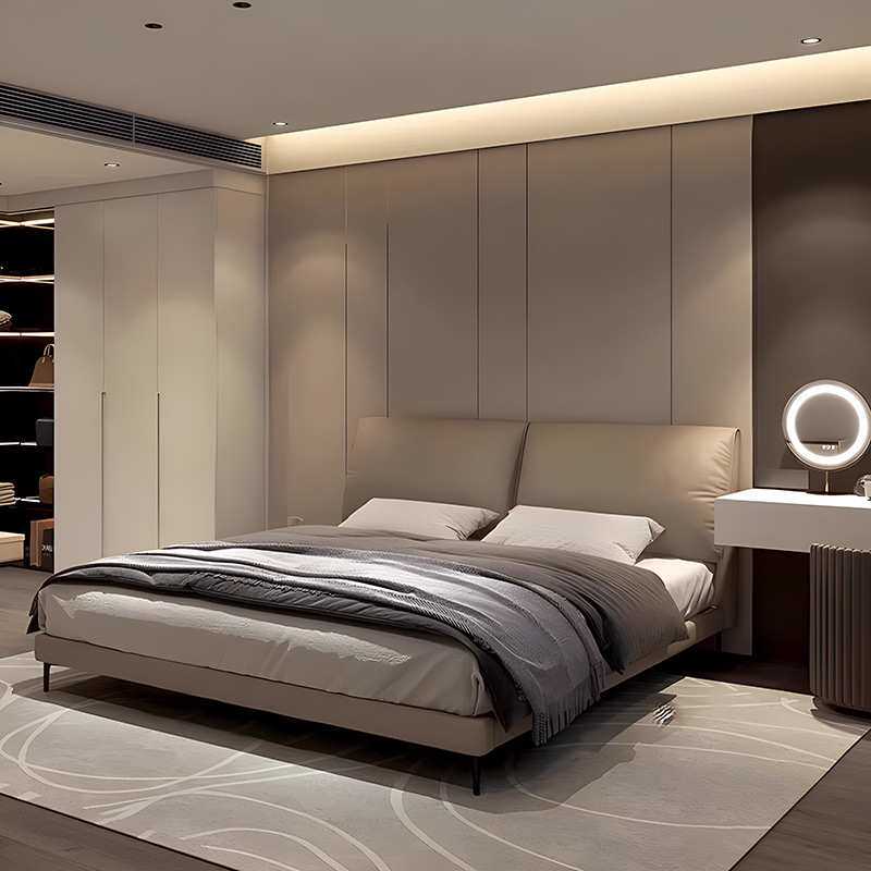 大象耳朵真皮床轻奢现代简约主卧大床双人大气意式极简婚床皮艺床