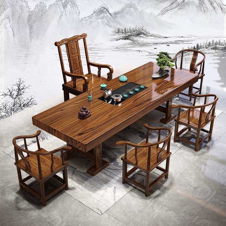 加厚工字脚实木大板茶桌一桌五椅新中式喝茶几茶具套装一体泡茶台,机械设备,其他机械设备,淘宝优惠券,粉丝福利购,淘宝优惠卷