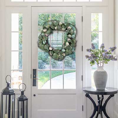 雪杉2024新款跨境复活节北欧家居派对门挂花环鸡蛋藤圈鸟蛋道具