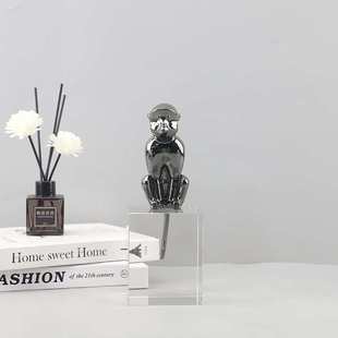 北欧创意水晶底座金属小猴子装饰摆件客厅玄关电视柜软装家居饰品