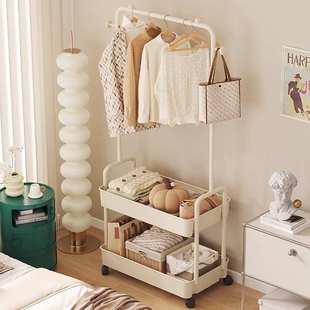 衣帽架简易卧室落地挂衣架移动脏衣篓落地金属衣架隔夜衣服置物架