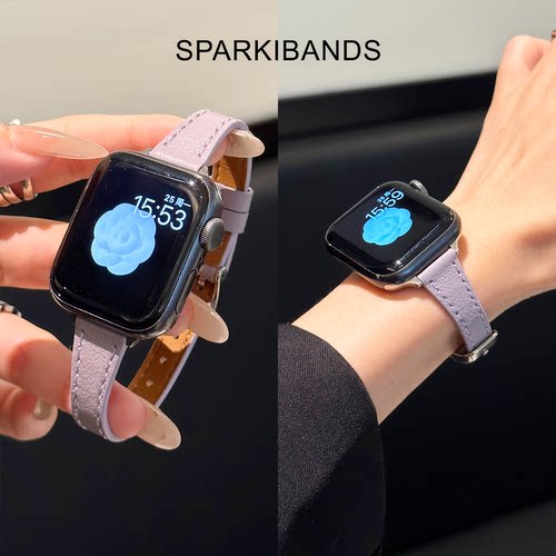 SPARKLBANDS适用于applewatch苹果手表表带iwatchs10女款s11真皮s9小蛮腰s8春夏SE细款Ultra2复古新款高级