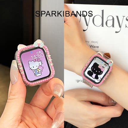 适用于iwatch11代苹果s9手表8可爱7猫耳朵41MM硬壳45MM苹果watch保护壳s6手表配件s5抗震4防摔44保护壳41MM冬