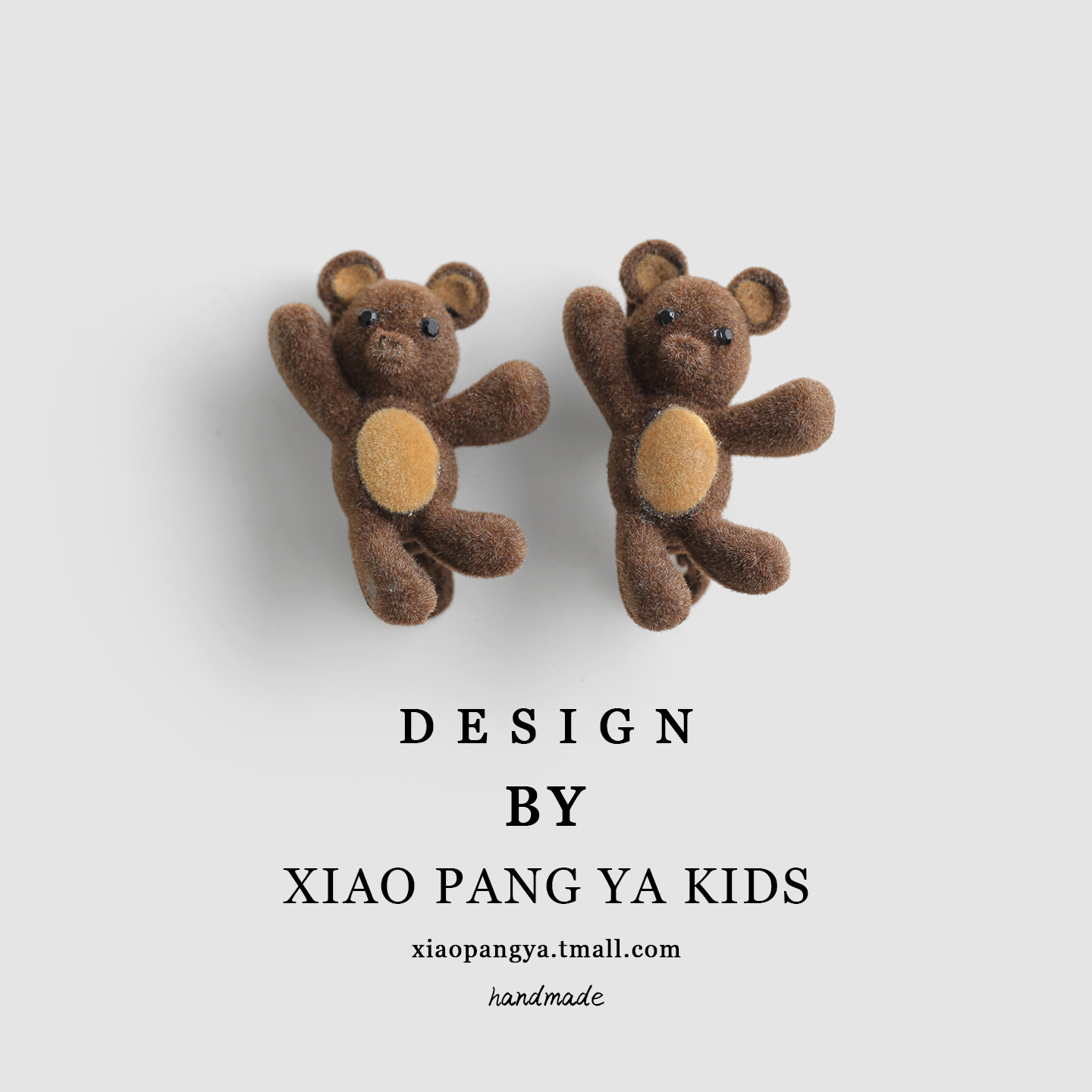 儿童招手小熊发夹秋冬植绒发卡