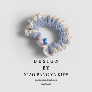 甜美蕾丝花边KT猫发圈可爱头绳秋冬毛线针织发绳少女百搭马尾皮筋