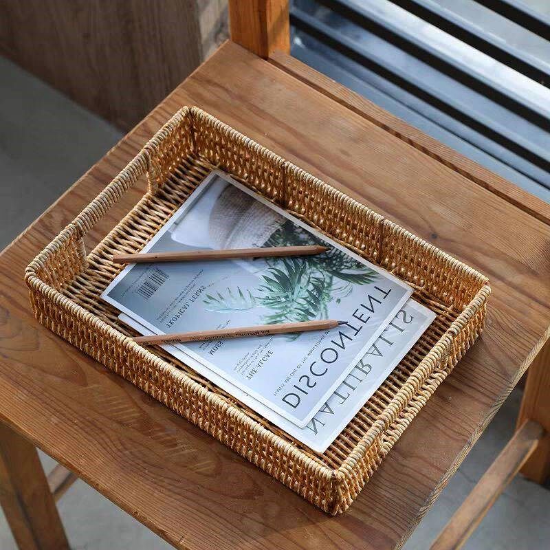 防水酒店毛巾托盘仿藤收纳筐藤编置物篮子浴室洗手台卫Y生间收纳