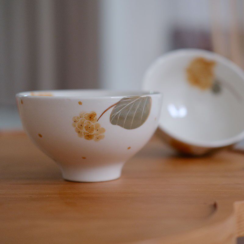 川谷 日式可爱绣球碗家用套装 吃饭碗小汤碗高X颜值彩瓷餐具