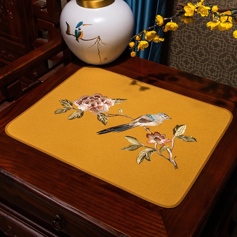 中式厨房a餐具盘子碗垫餐桌垫防烫锅垫棉麻布艺餐垫ins风桌布方巾