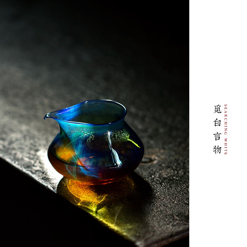 觅白熏银汽化玻璃公道杯耐热匀杯高温茶海炫彩P分茶器具纯手工吹