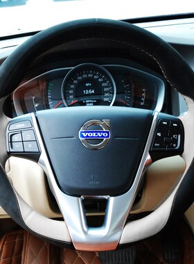 专用沃尔沃12款XC60 S60 S60L S80L S8N0手缝方向盘套真皮翻毛把