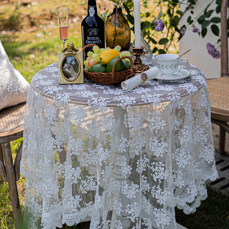 蕾丝白色桌布ins风茶几餐桌布艺法式复古M圆桌甜品长方形台布盖巾,居家布艺,桌布,淘宝优惠券,粉丝福利购,淘宝优惠卷