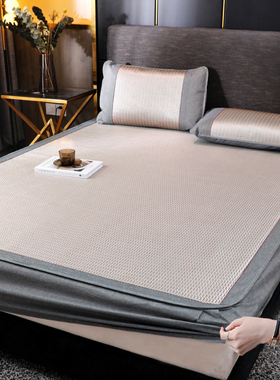 夏季冰丝凉席三件套可水洗床笠款防滑空调席子1.5m1.S8x2x2.2米床