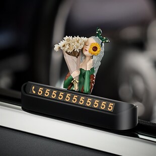 一路生花汽车临i时停车号码牌女车载挪车牌车内高级感摆件内饰用