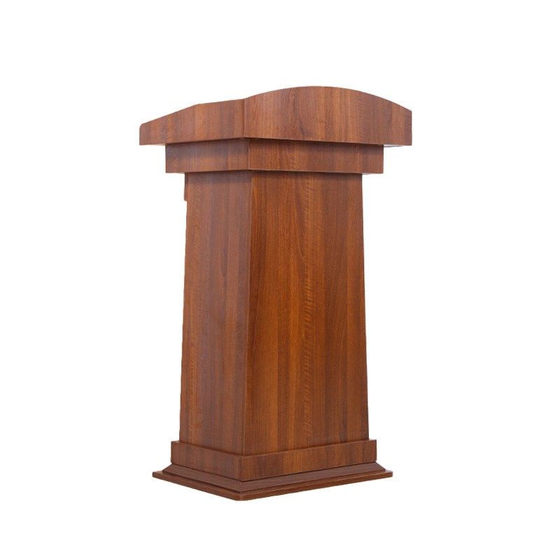 带轮可移动胡桃色演讲台发言w台带抽屉迎宾接待台红木色会议讲台