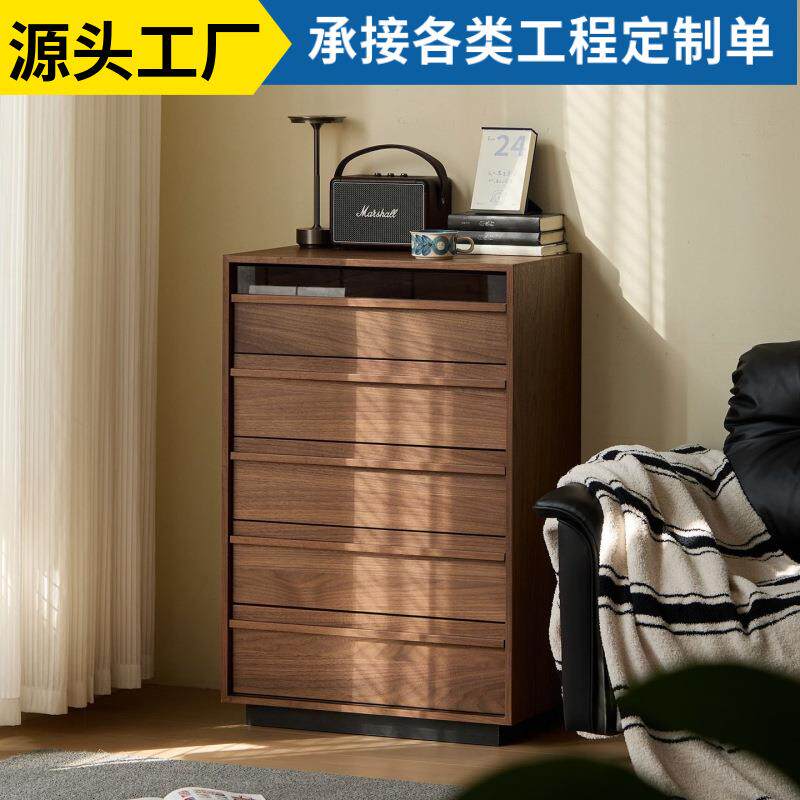 中古复古实木五斗柜客厅边柜靠墙立柜卧室床头柜储物收纳抽屉柜子