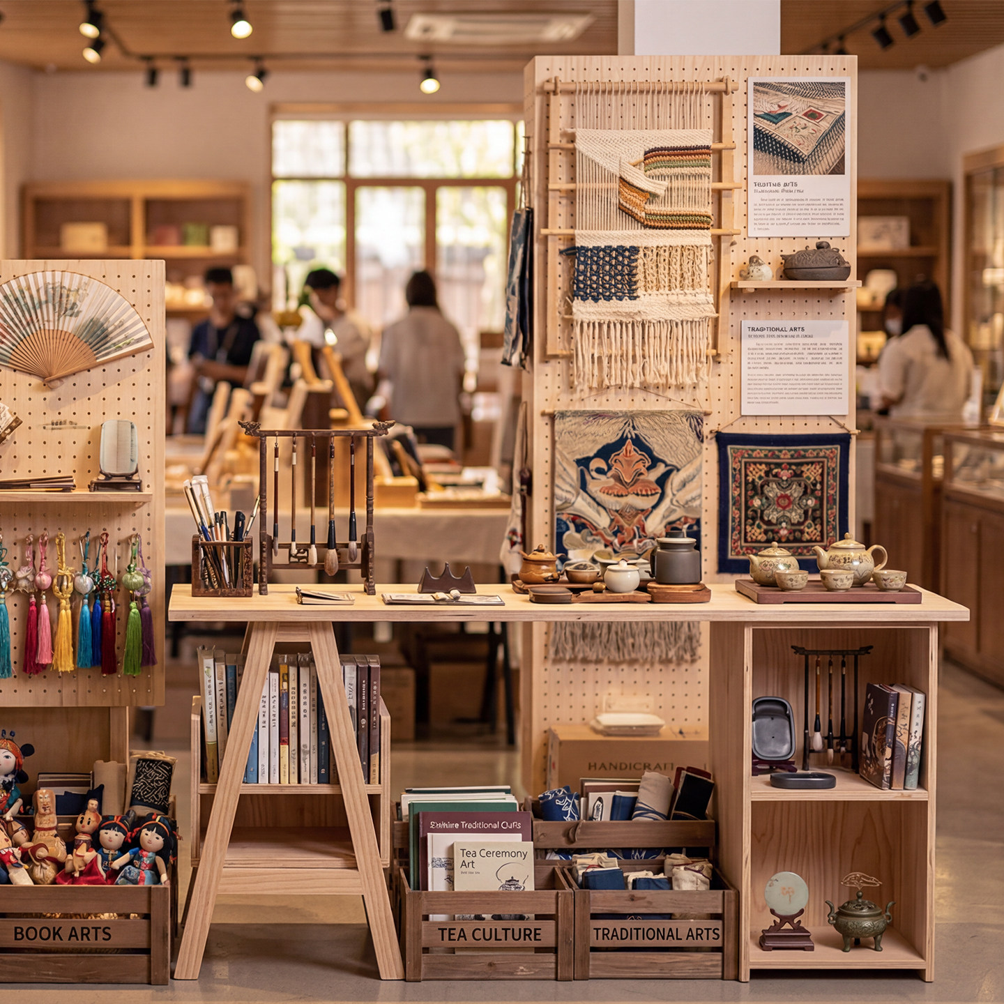 原木桌面文创展示架洞洞板多层收纳置物架书店文具店陈列架储物架