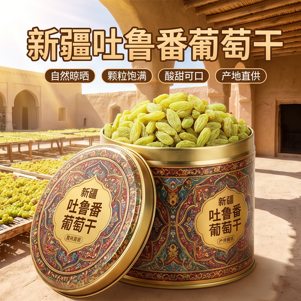 一口蜜香新疆特产干果正宗吐鲁番特级绿香妃葡萄干特大无籽香妃王