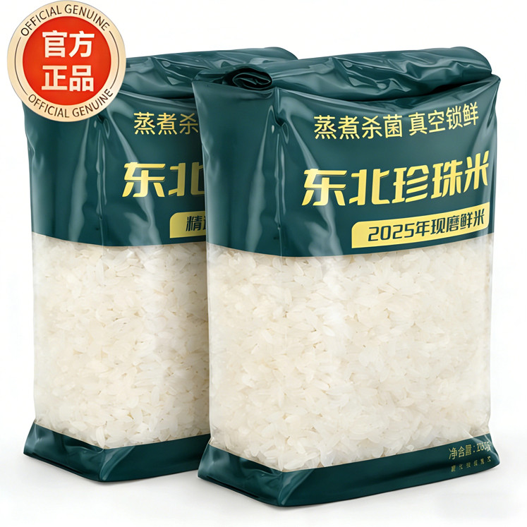 2025新米东北大米珍珠米胚芽米官方旗舰店盘锦蟹田米长粒香米真空