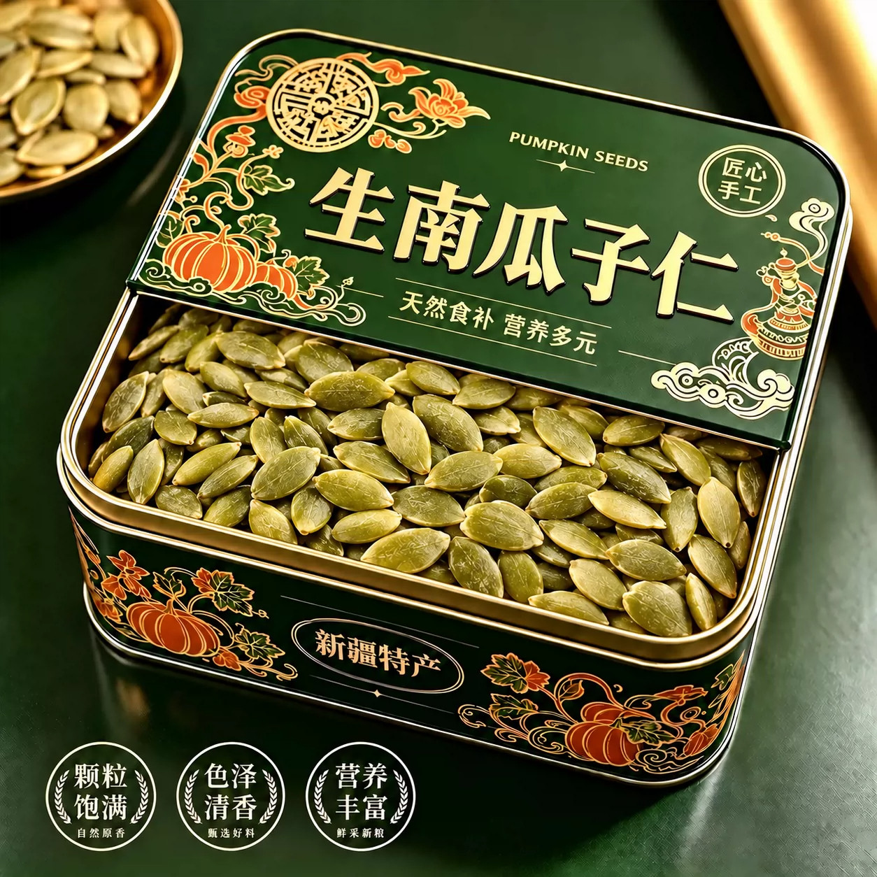 新疆阿勒泰南瓜子仁正宗原味南瓜籽无糖新鲜烘焙去壳罐装新货送礼