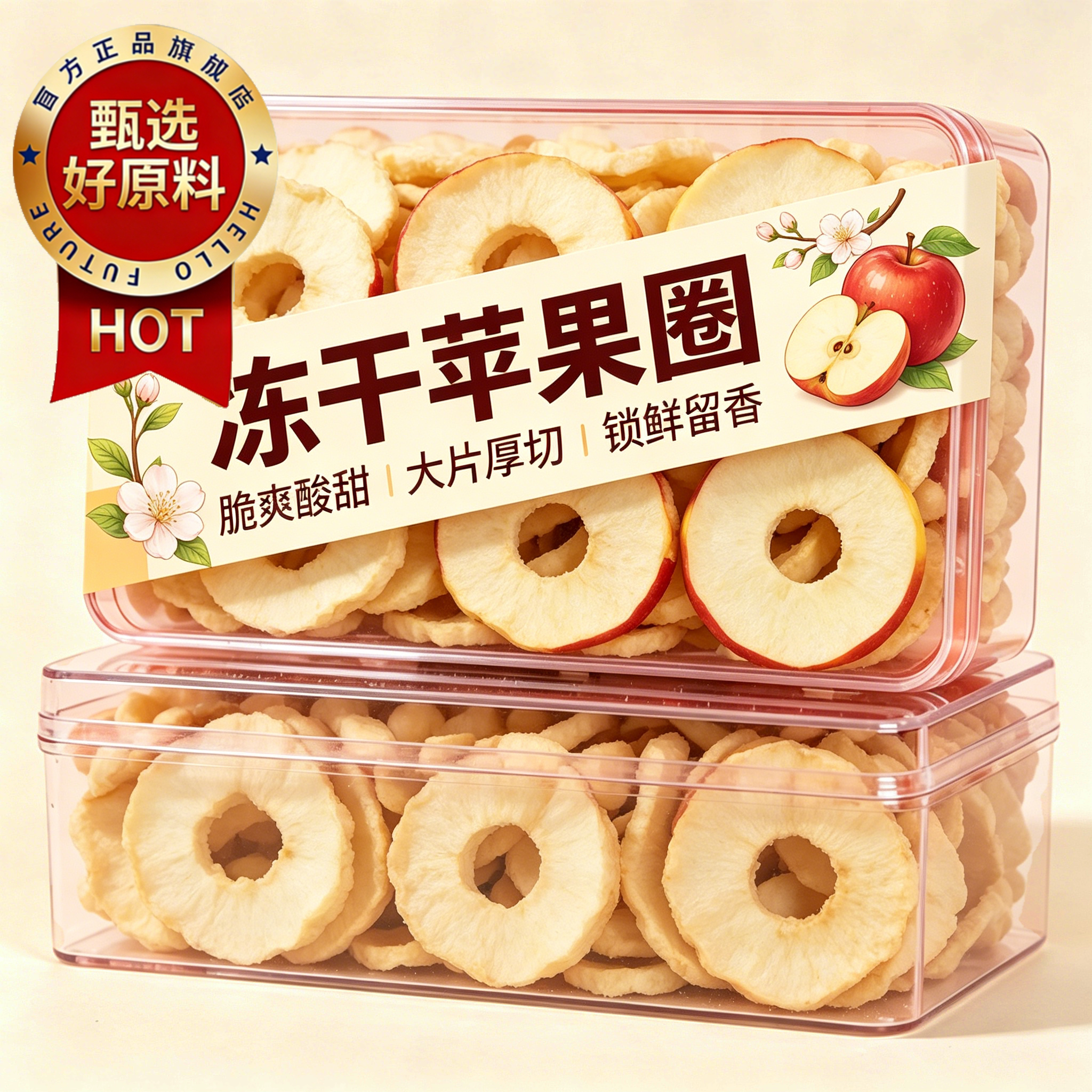 冻干苹果脆厚切苹果圈烟台苹果干片非油炸散装零添加零食健康果干