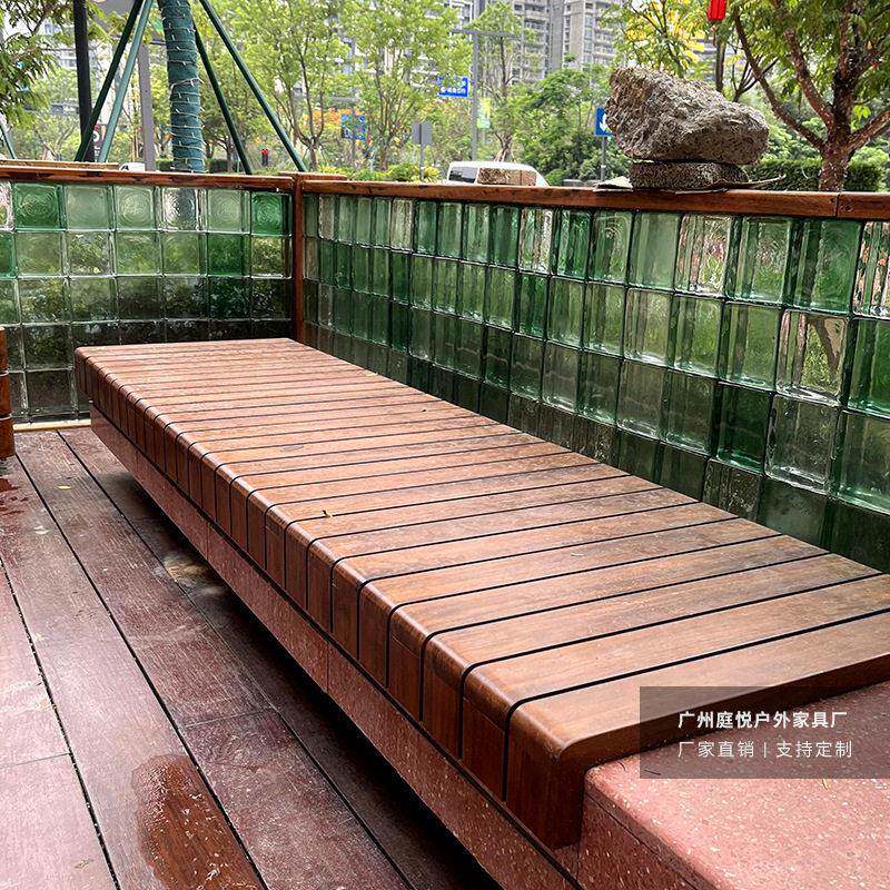 户外防腐木凳庭院小区树池坐凳椅公园椅子简约拼接实木座椅联排