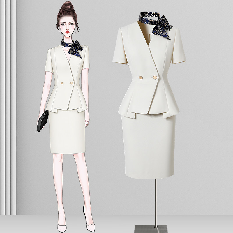 职业西装套装裙女夏季新款小个子酒店前台珠宝店售楼部案场工作服