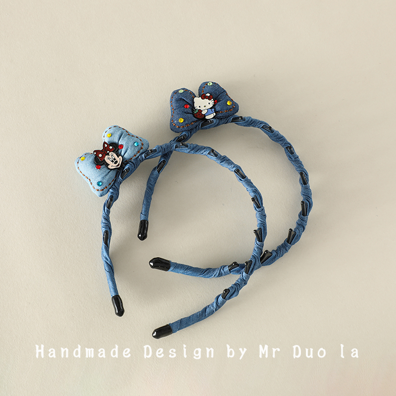 百搭牛仔Kitty蝴蝶结儿童发箍