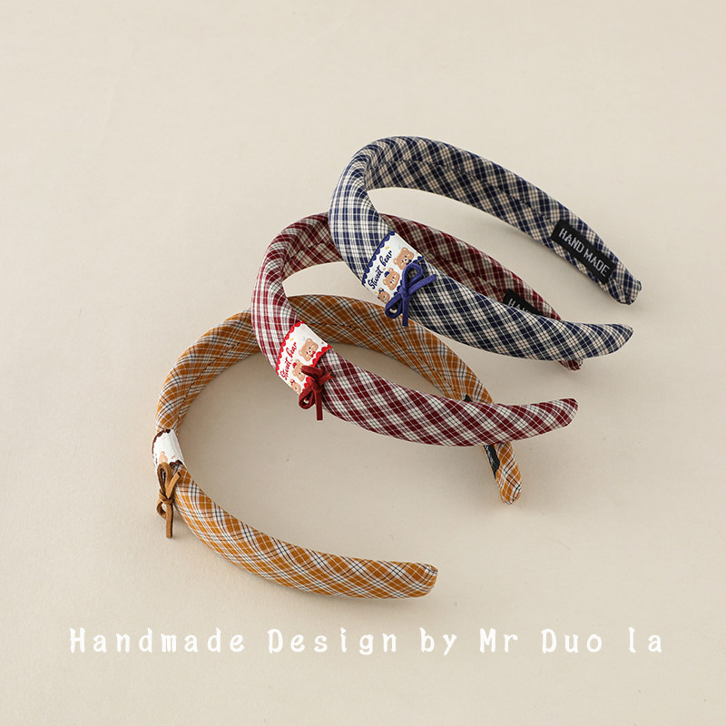 儿童复古小熊发箍发卡小女孩可爱防滑头箍高级感时尚压发头扣头饰