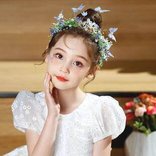 女童写真蝴蝶精灵仙子花环头饰儿童演出发箍礼服王皇冠花仙子发饰